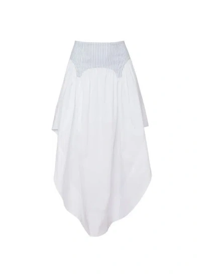 Fleur Du Mal Poplin Garter Skirt In White