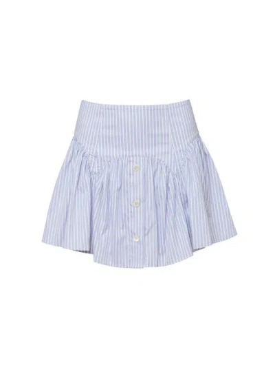Fleur Du Mal Poplin Garter Skort In Blue