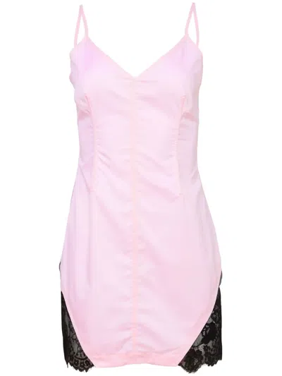 Fleur Du Mal Lace-panelling Mini Dress In 粉色