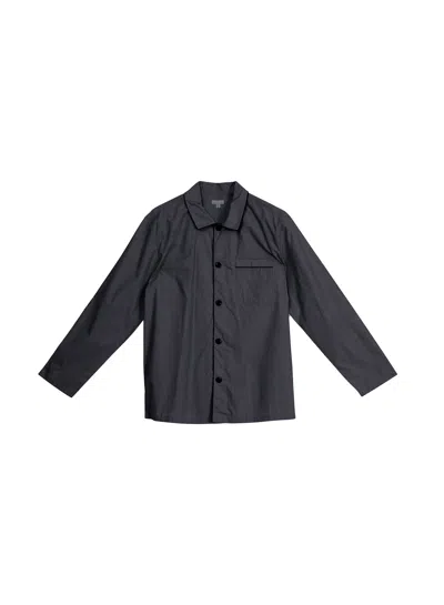 Fleur Du Mal Poplin Pj Top In Black Smoke