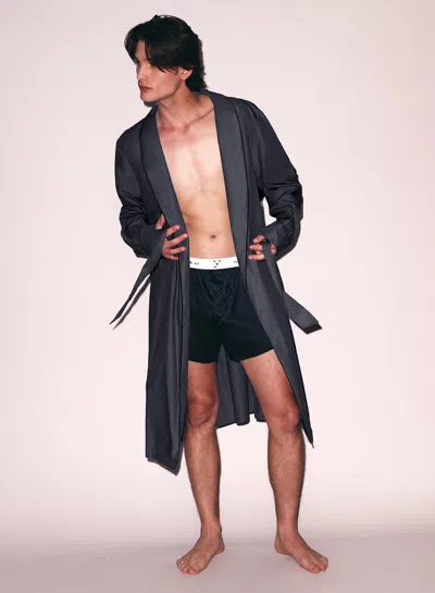 Fleur Du Mal Poplin Robe In Black Smoke