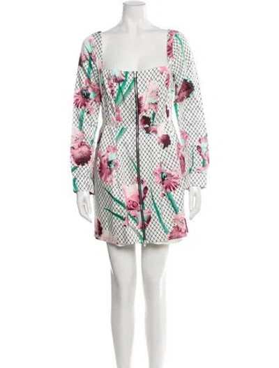 Pre-owned Fleur Du Mal Printed Mini Dress In White