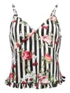 Fleur Du Mal Printed Ruffled Tank Top In Black