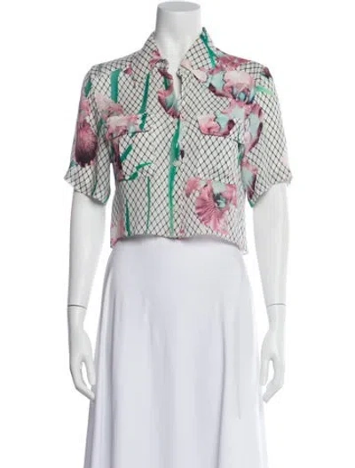 Pre-owned Fleur Du Mal Printed Short Sleeve Crop Top In Blue