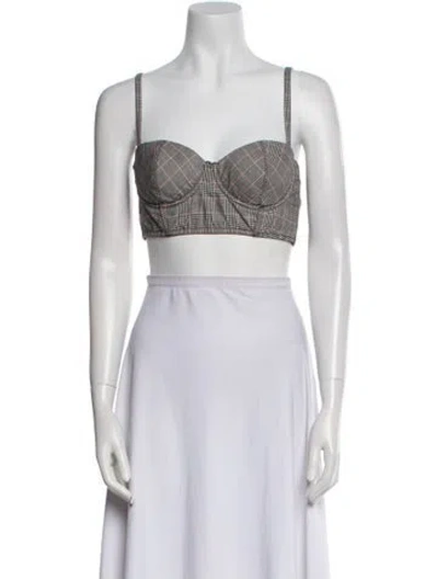 Pre-owned Fleur Du Mal Printed Square Neckline Crop Top In Neutral