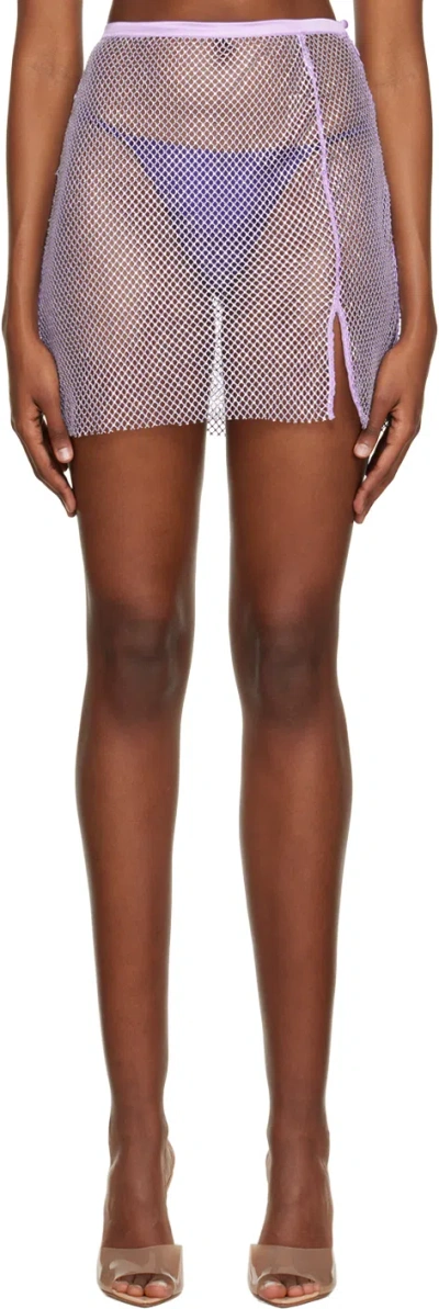 Fleur Du Mal Purple Rhinestone Miniskirt In 0763 Light Lilac