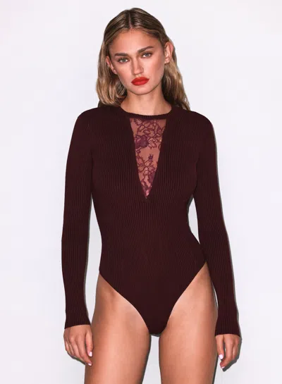Fleur Du Mal Quinn Bodysuit In Brown