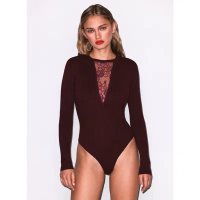 Fleur Du Mal Quinn Bodysuit In Pinot