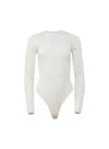 Fleur Du Mal Quinn Lace-insert Ribbed Bodysuit In White