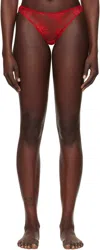 Fleur Du Mal Red Bouquet Lace Cheeky Briefs In 0323 Rouge
