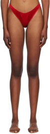 Fleur Du Mal Women's Silk-blend Crotchless Thong In 0323 Rouge
