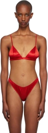 Fleur Du Mal Red Luxe Triangle Bra In 0323 Rouge