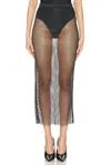 Fleur Du Mal Rhinestone Fishnet Maxi Skirt In Black