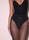 Fleur Du Mal Rhinestone Fishnet Skirt In Black