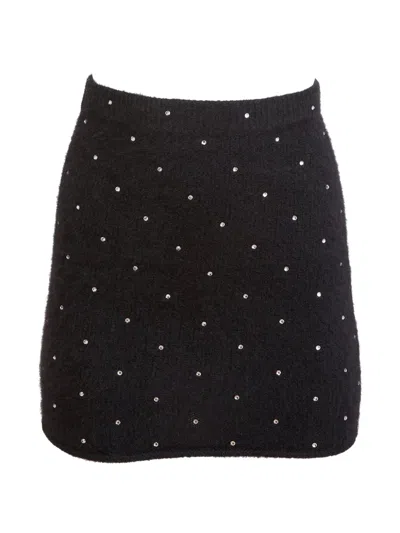 Fleur Du Mal Rhinestone Knitted Mini Skirt In Black