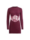 Fleur Du Mal Rib And Bouquet Lace Boned Dress In Amarena