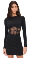 Fleur Du Mal Rib And Bouquet Lace Boned Dress In Black