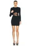Fleur Du Mal Rib And Bouquet Lace Boned Dress In Black