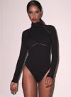 Fleur Du Mal Rib Bodysuit With Lattice Trim In Black