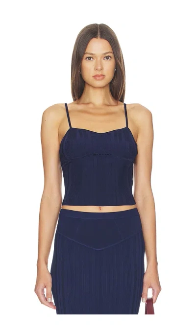 Fleur Du Mal Rib Darted Cami Top In Blue