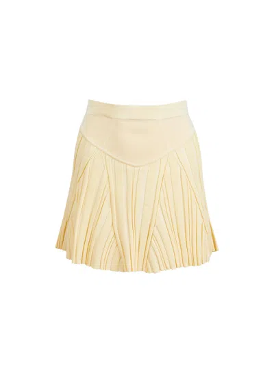 Fleur Du Mal Ribbed Mini Skirt In Neutrals