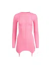 Fleur Du Mal Rib Long Sleeve Garter Dress In Pink Cadillac