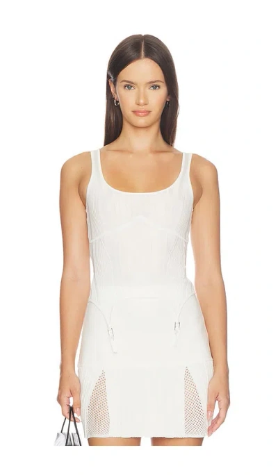 Fleur Du Mal Rib Garter Top In Ivory
