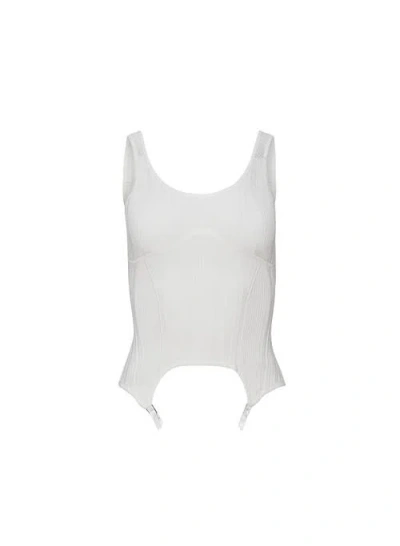 Fleur Du Mal Rib Garter Top In White