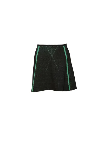 Fleur Du Mal Rib Knit Mini Skirt In Green And Black Rib