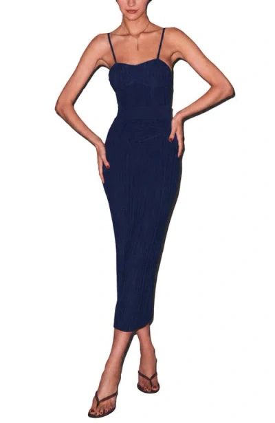 Fleur Du Mal Rib Maxi Skirt In Midnight Navy