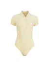 Fleur Du Mal Rib Polo Bodysuit In Butter