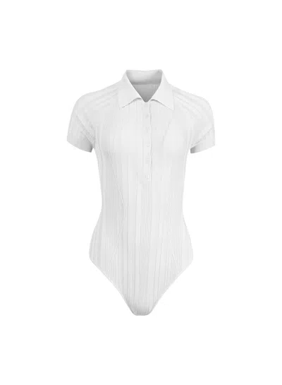 Fleur Du Mal Rib Polo Bodysuit In White