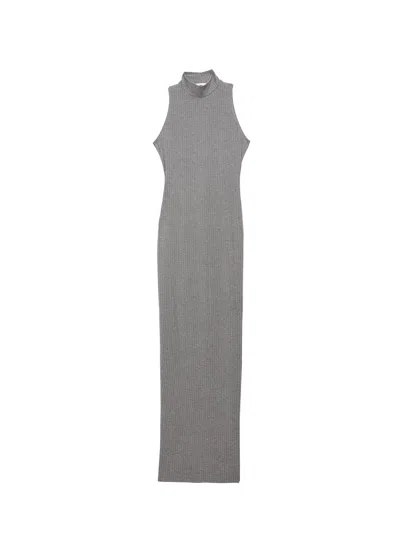 Fleur Du Mal Rib Racer Maxi Dress In Heather Grey