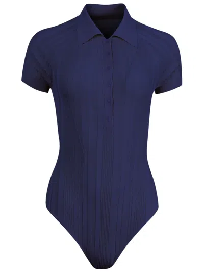 Fleur Du Mal Ribbed Bodysuit In Blau