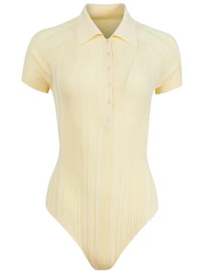 Fleur Du Mal Ribbed Budysuit In Gelb