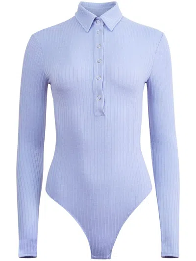 Fleur Du Mal Ribbed-knit Bodysuit In Blue