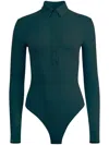 Fleur Du Mal Rib Collared Bodysuit In Green