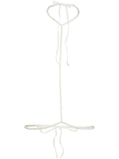 Fleur Du Mal Pearl Harness In White