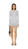 Fleur Du Mal Riley Long-sleeve Drawstring Dress In Gray
