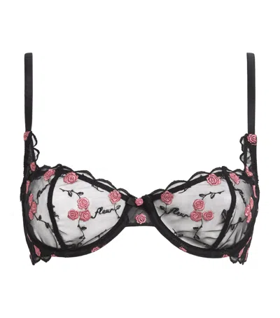 Fleur Du Mal Rose And Vine Balconette Bra In Black
