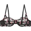Fleur Du Mal Rose And Vine Embroidery Balconette Bra In Black