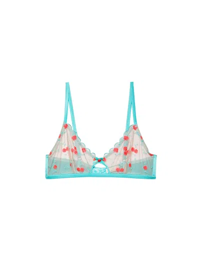Fleur Du Mal Rose & Vine Embroidery Bralette In Bright Jade