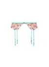 Fleur Du Mal Rose And Vine Silk Embroidery Garter In Bright Jade