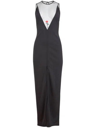 FLEUR DU MAL ROSE-EMBROIDERED MAXI DRESS