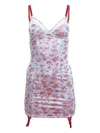 Fleur Du Mal Rose Jacquard Bebe Slip Dress In Blue