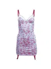 Fleur Du Mal Rose Jacquard Bebe Slip Dress In Blue Mist