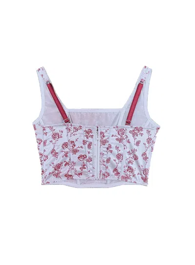 Fleur Du Mal Rose Jacquard Corset Top In Blue Mist