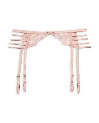 Fleur Du Mal Floral-embroidered Bow-detail Garter Belt In Rose Pink