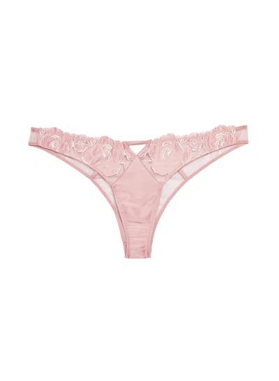 Fleur Du Mal Rose Logo Embroidery Cheeky In Rose Pink