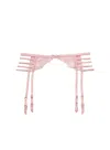 Fleur Du Mal Floral-embroidered Bow-detail Garter Belt In Rose Pink